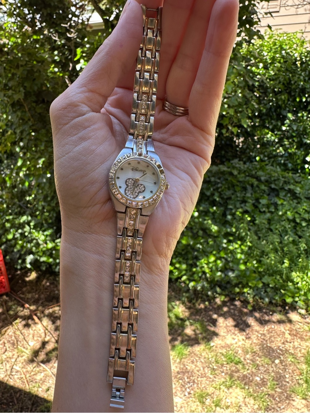 Disney Mickey Mouse Women's Two-Tone Rhinestone Bracelet Watch (Model MK2042) - Picture 2 of 3